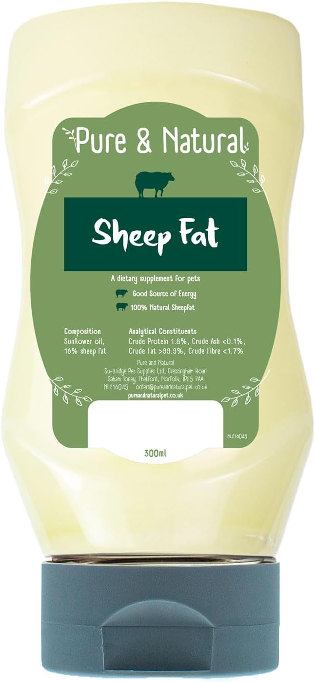 Pure & Natural Liquid Sheep Fat for Dogs & Cats, 300ml - Dog Food Topper & Supplement, Weight Gainer for Dogs, promotes Dog Gut Health and Itchy Skin Relief, Cat Health