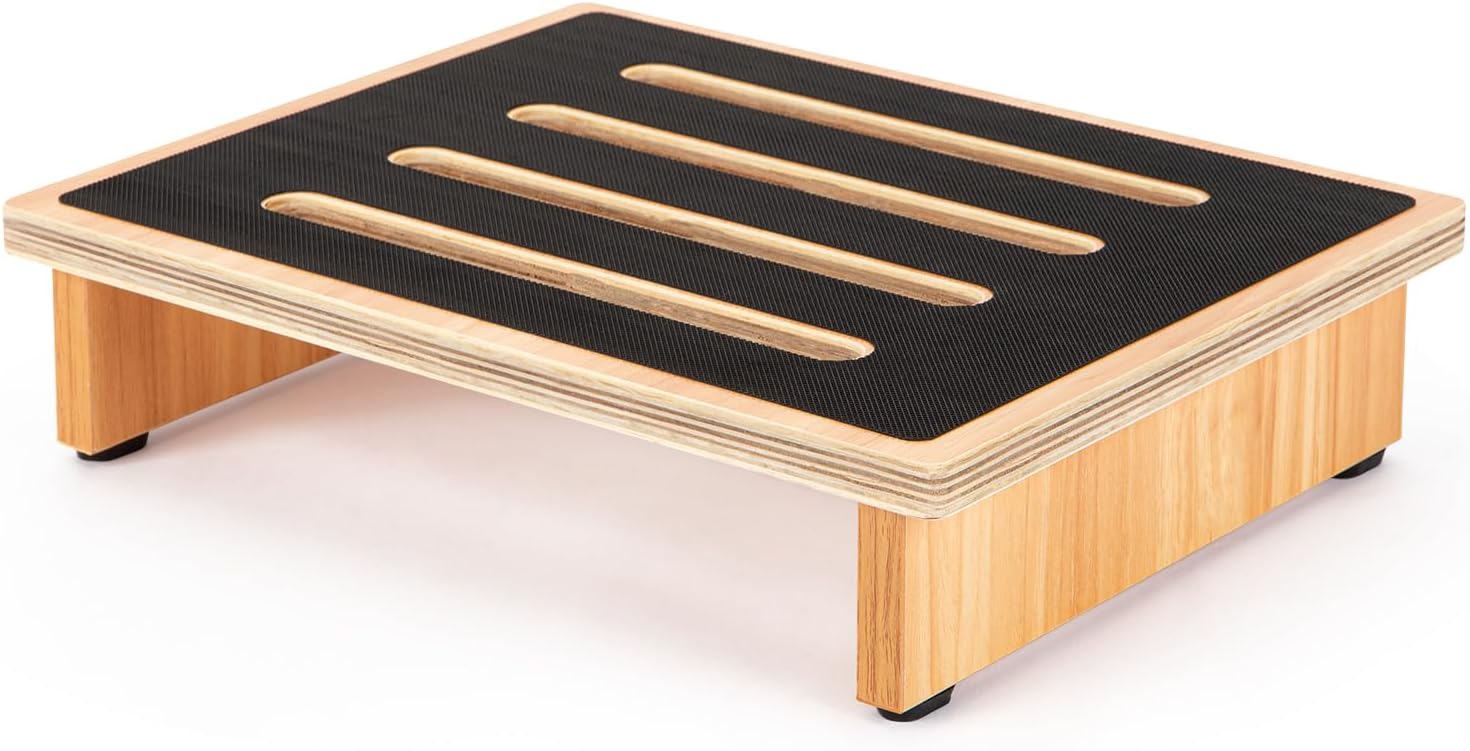 StrongTek Wooden Step Stool, 3.5 in Low Step, Wide Non-Slip Platform