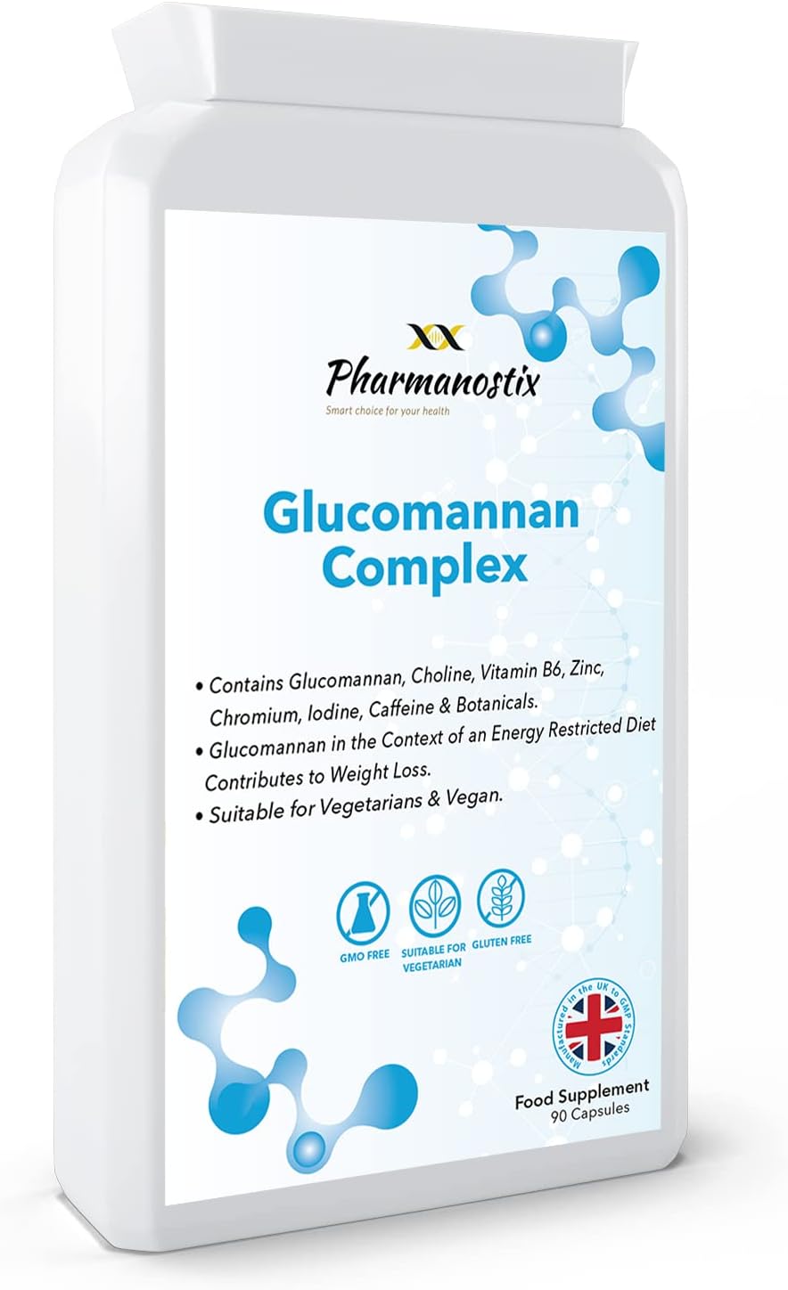 Glucomannan Complex - 3000mg - Fibre Diet Supplement Complex Capsules With Vitamin D, Chromium & Choline, Choline Contributes To Normal Lipid Metabolism (EFSA), Konjac Glucomannan - Vegetarian Formula