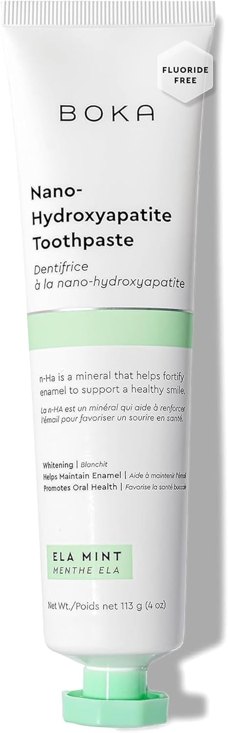 Boka Fluoride Free Toothpaste Nano Hydroxyapatite, Helps Remineralize, Appropriate for Sensitive Teeth, Whitening - for Adult, Kids Oral Care - Ela Mint Flavor, 4 Fl Oz 1Pk US Manufactured
