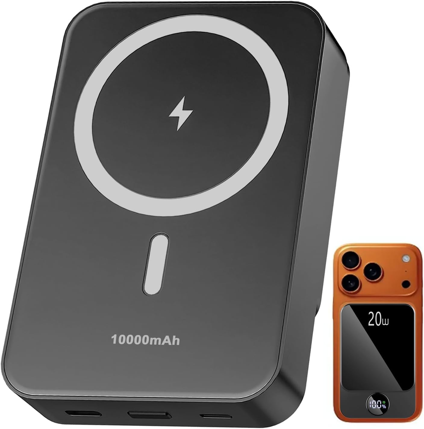 Magnetic Power Bank 10000mAh，20W Fast Charging Portable Charger, Wireless Power Bank with LED Display, Small USB-C Battery Pack with Mag-safe for iPhone 17/16 Plus/Pro/Pro Max,15/14/13/12Series
