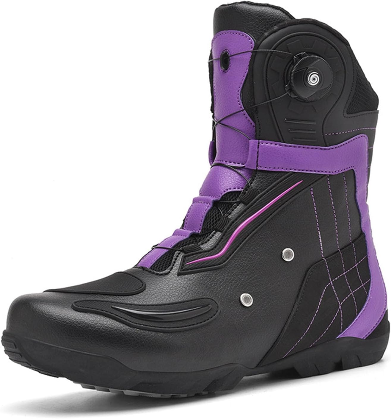 Comfortable Motorcycle Boots Men, Waterproof Leather Combat Boots, Street Riding Work Boots for Men, Protective Gear Riding Boot