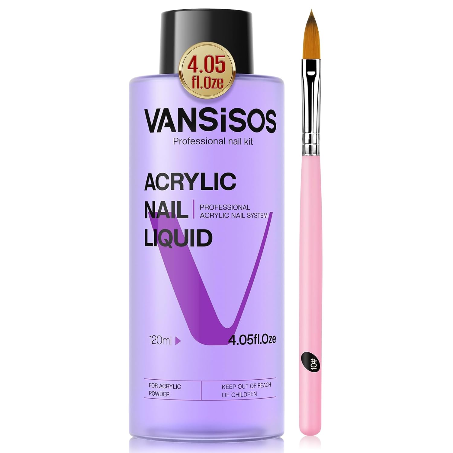 Professional Acrylic Nail Liquid for Nail: 4fl.oz Acrylic Liquid with Nail Brush for Beginners at Home DIY Nail Salon Use Non-Yellowing MMA-Free