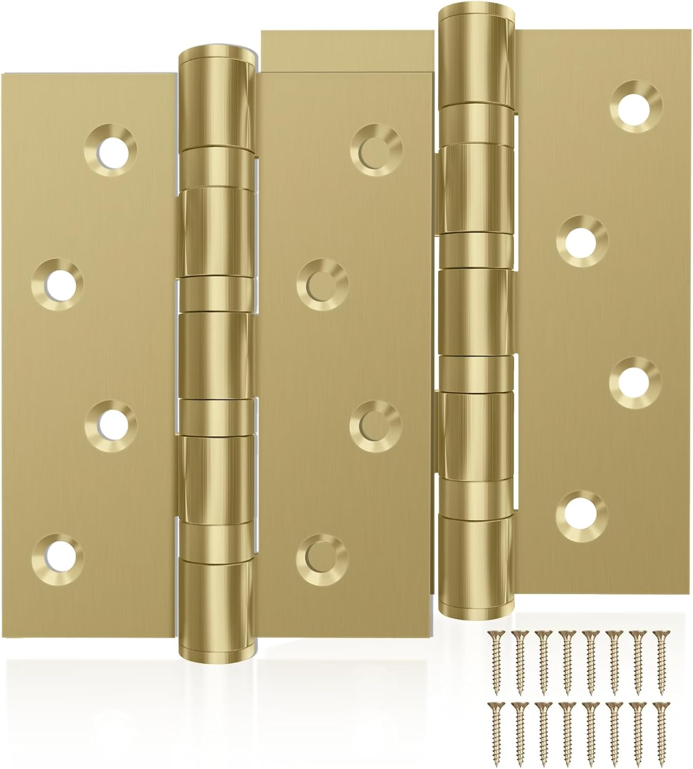 AOLISHENG Door Hinges 4 inch 100mm x 75mm Stainless Steel Heavy Duty Hinges for Wood Ball Bearing Internal Chrome Butt Gold Door Hinge 1 Pairs