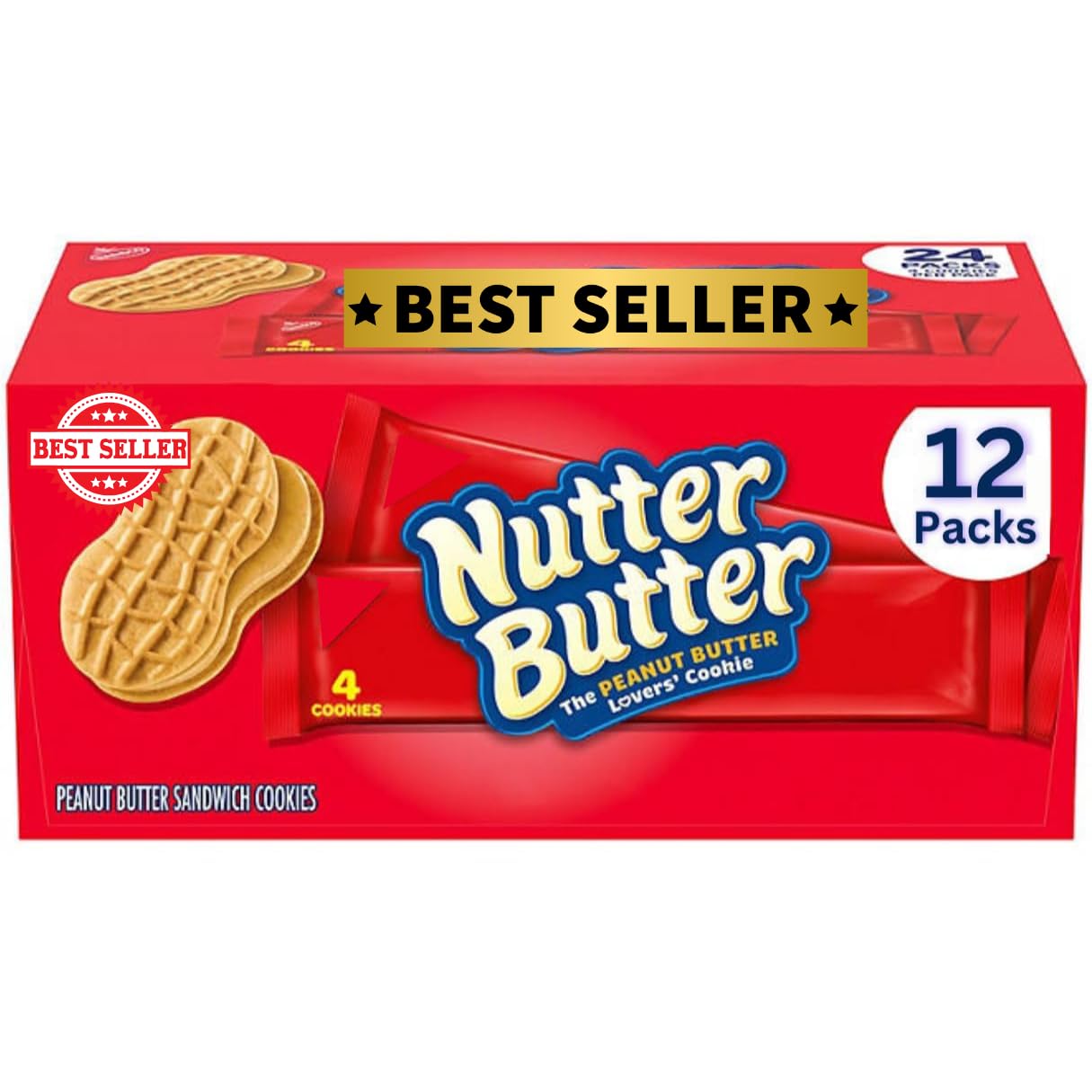 Nuter Butr Peanut Butter Sandwich Cookies 12 Pk. - Nuter Butr Cookies Individual Packs (Deinum Trademark Spoon Included)