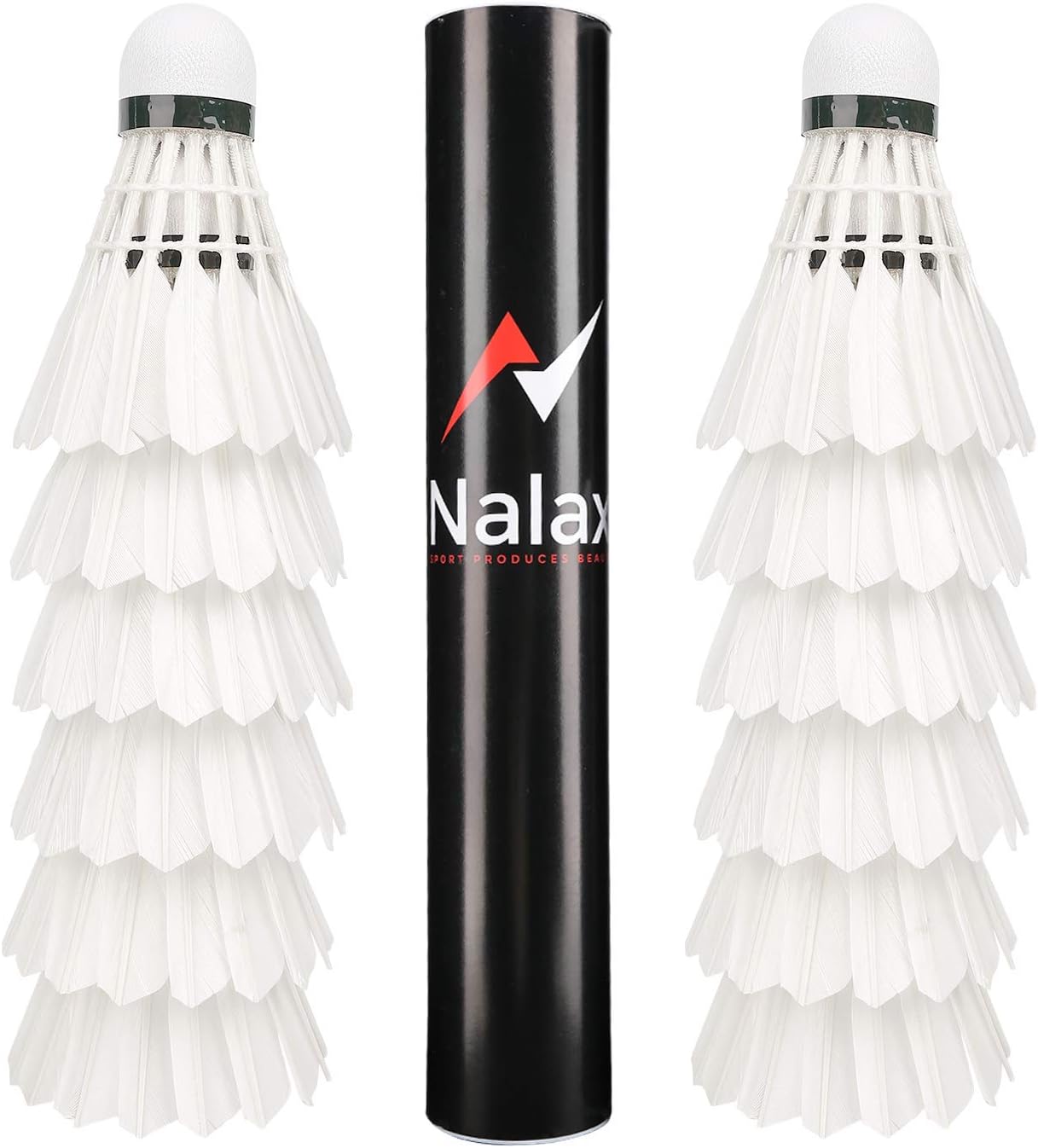 Nalax Badminton Birdie,12-Pack Professional Duck Feather Badminton Shuttlecocks Feather Ball With Great Durability Stability and Balance,Suitable for Professional Training Or Family Outdoor Sports