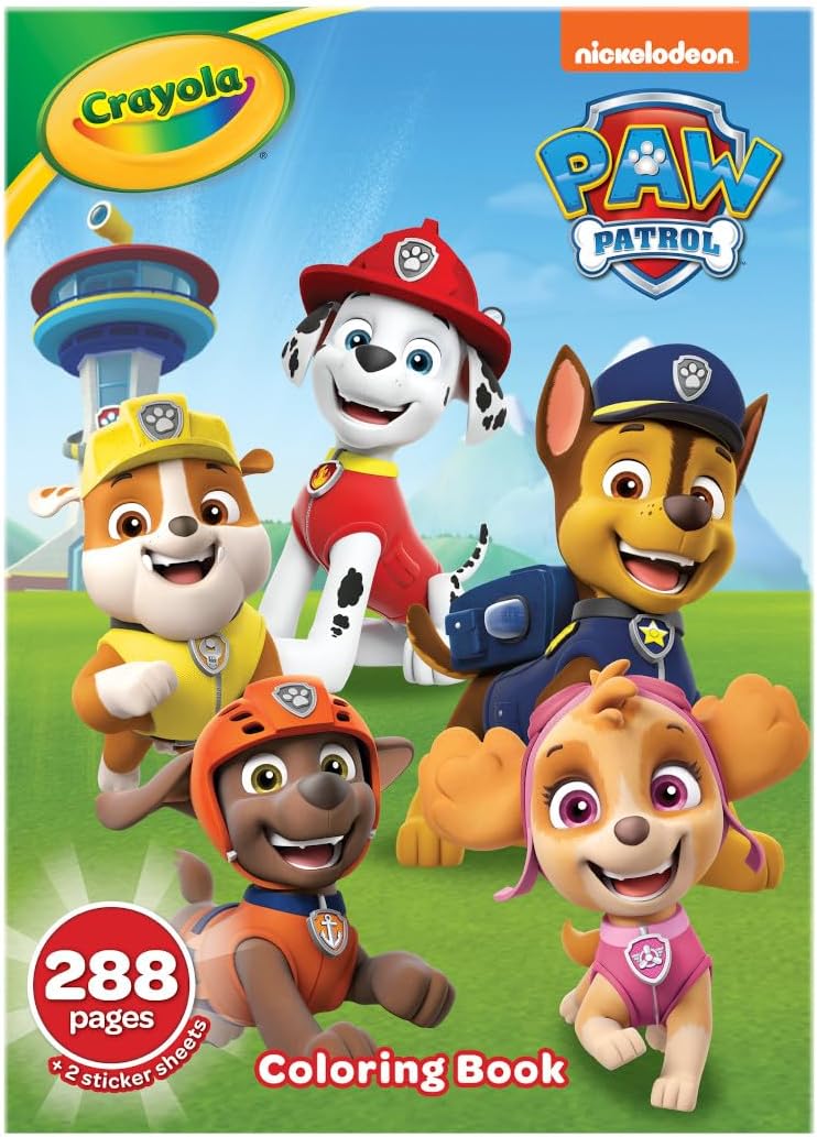 Crayola Paw Patrol Coloring Book with Stickers, Gift for Kids, 288 Pages, Ages 3, 4, 5, 6