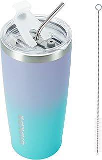 BJPKPK Insulated Stainless Steel Tumbler, Coffee Tumbler with Lid and Straw, Double Wall Vacuum Travel Mug, Powder Coated Leak-Proof Tumbler Cup,Oasis