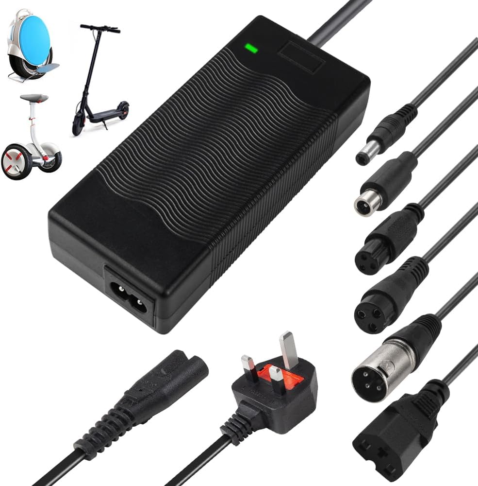 Electric Scooter Charger, 42V 2A Mobility Scooter Battery Charger, Hoverboard Charger, Scooter Charger Adapter with 6 Connections, Lithium Battery Charger for Xiaomi M365 Electric Bike Scooter