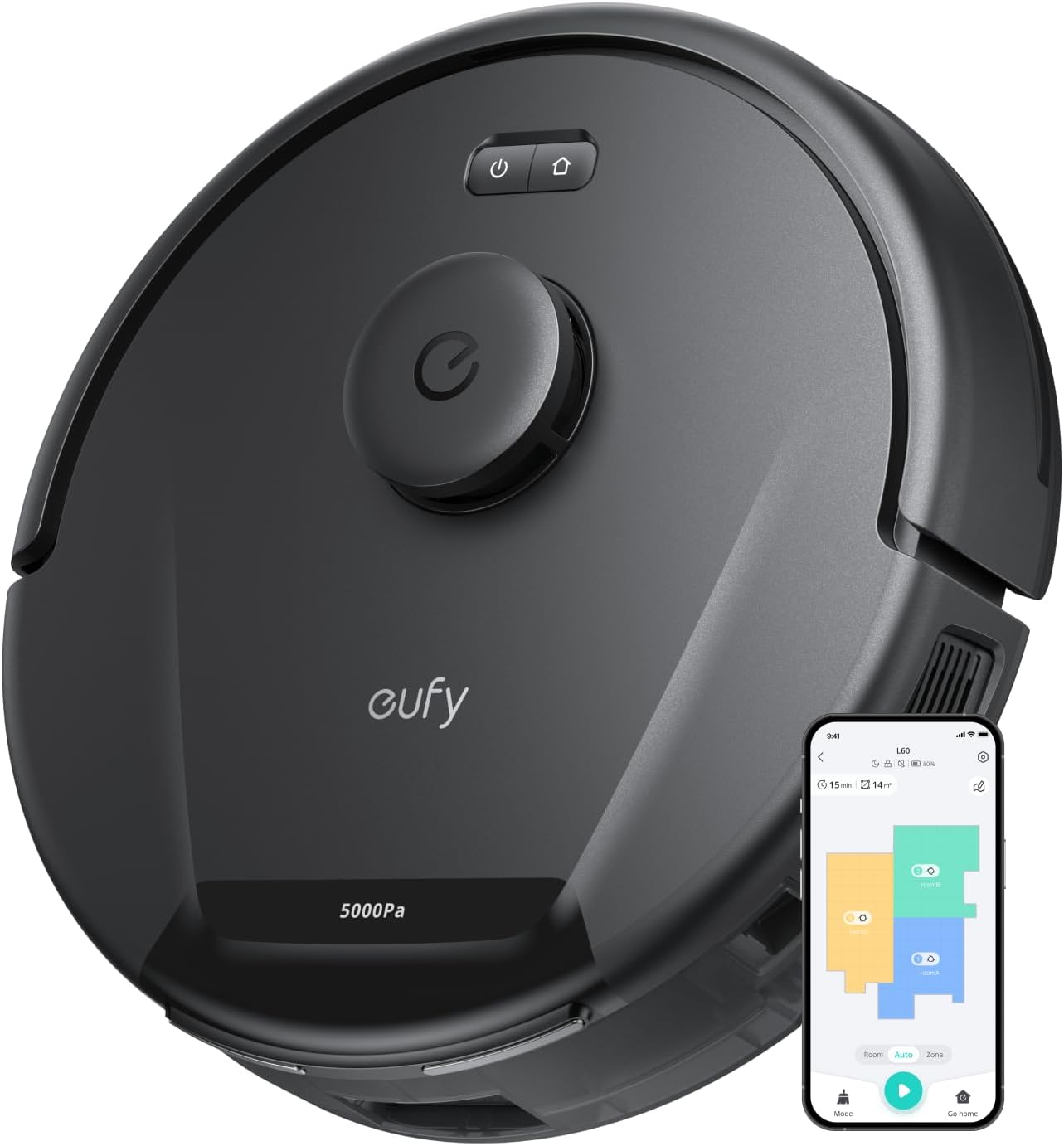 eufy L60 Robot Vacuum Cleaner, Ultra Strong 5,000 Pa Suction to Remove Hair, Dust, iPath Laser Navigation, For Deep Floor Cleaning, Ideal for Pet Hair and Hard Floors