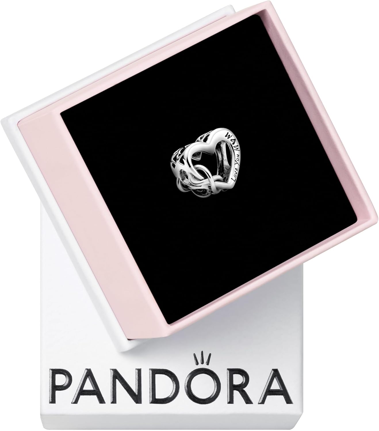 PANDORA Love You Mom Infinity Heart Charm - Compatible with PANDORA Moments - Jewelry for Women - Gift for Her - Made with Sterling Silver - With Gift Box