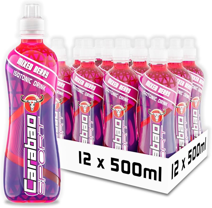 Carabao Sport Energy Drink Mixed Berry, 12 x 500ml Bottles Case, Isotonic, Electrolytes, No Aspartame, B Vitamins B6 B12, Sports Drink, Hydration, Performance, Fruit Flavour, Bulk Crates, Multipack