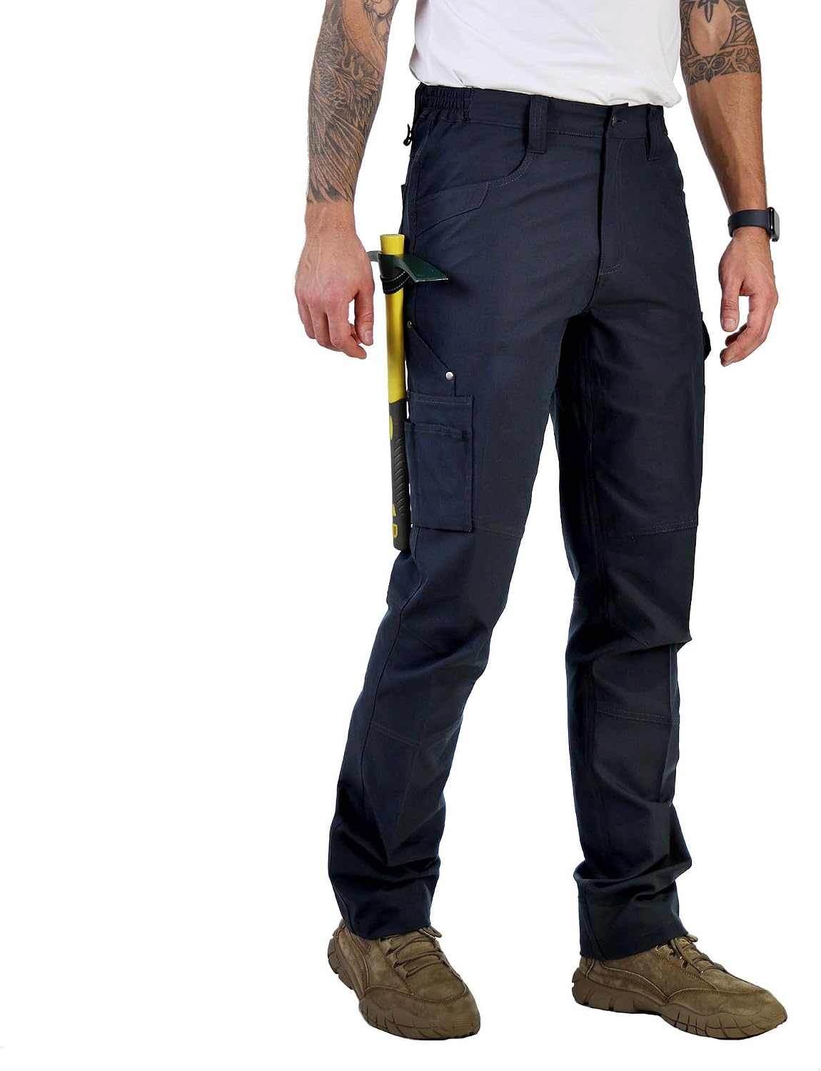Men's Work Pants Ripstop Water Repellent MultiCargo Stretch Flex Carpenter Construction Workwear Utility