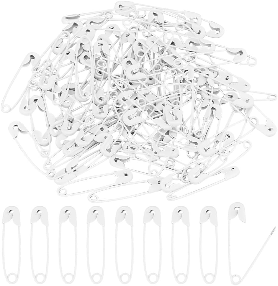 arricraft 100PCS 1" White Safety Pins, Colored Safety Pins Bulk Sewing Pins for DIY Craft Making and Clothing, Knitting Stitch Marker-White