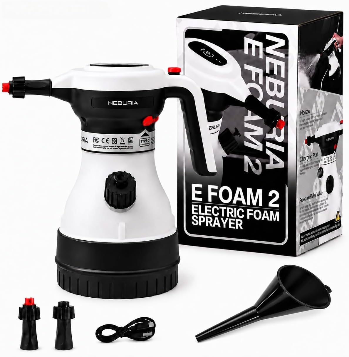 Gen 2 Electric Foam Sprayer, Electric Pressurized Soap Sprayer Car Foam Sprayer, Cordless Pump Sprayer, Multi-Purpose Battery-Powered Foam Gun for Cars, Home, Patio, Garden