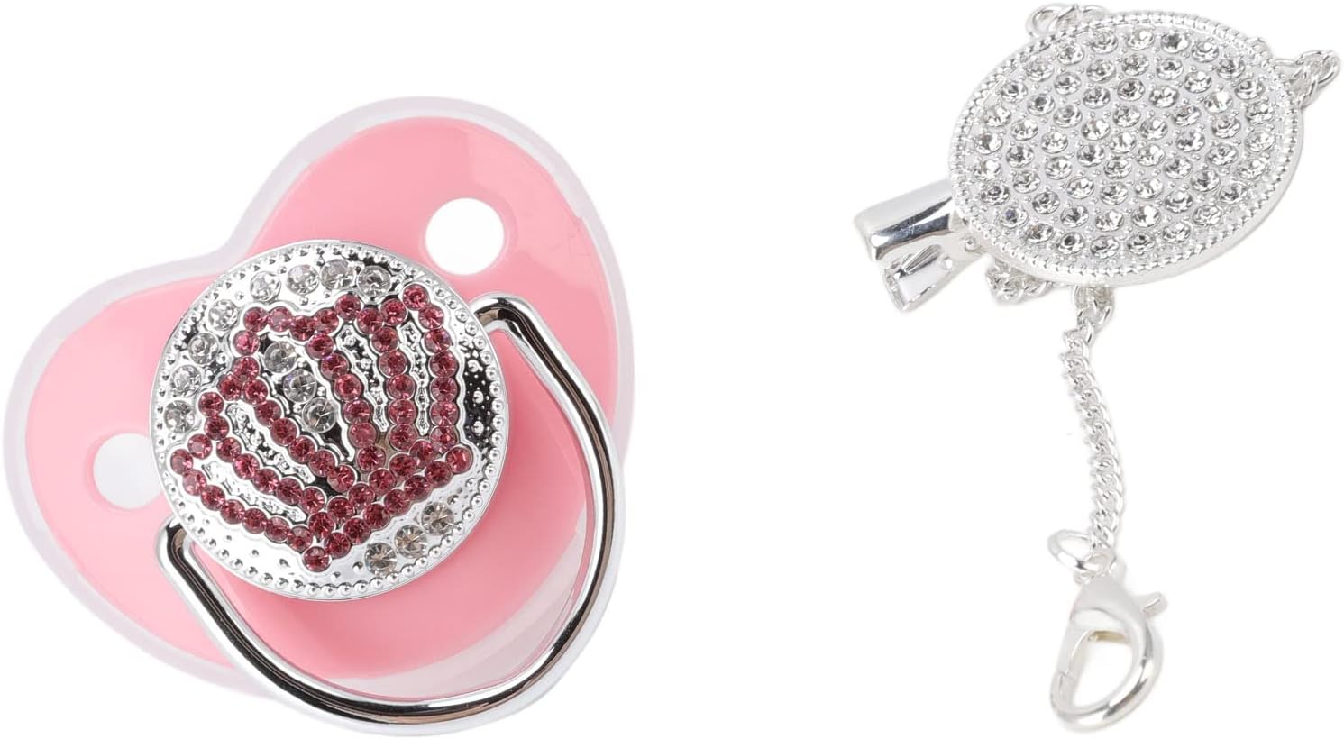 Hyuduo Baby Pacifier Rhinestone Crown Ultra Soft Silicone BPA Safe Infant Dummy Pacifier M Size for Breastfed Babies, Glow in The Dark Pacifier, Baby Girl Pacifier Assorted Colors(Pink)