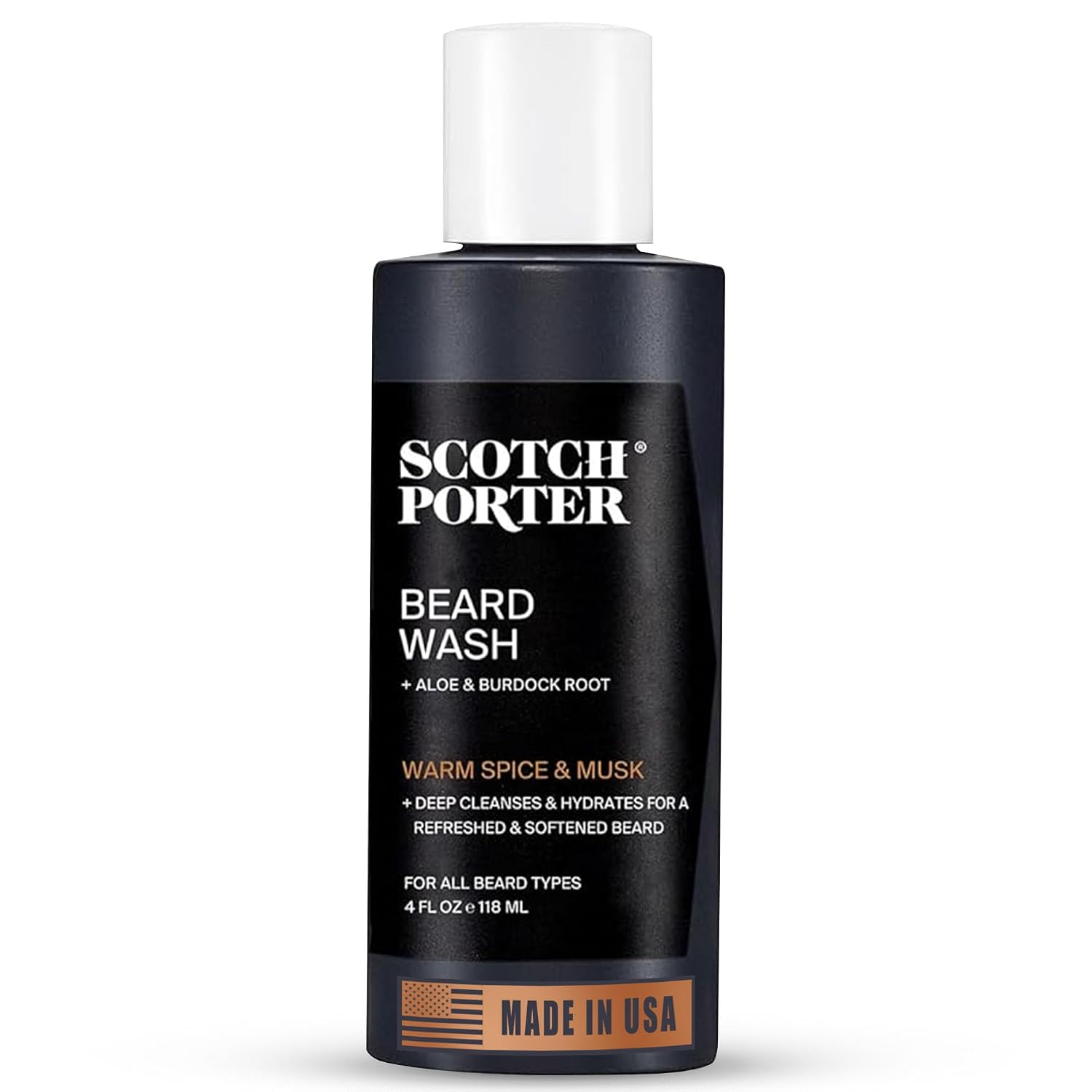 Scotch Porter Moisturizing Beard Wash Shampoo, Warm Spice & Musk