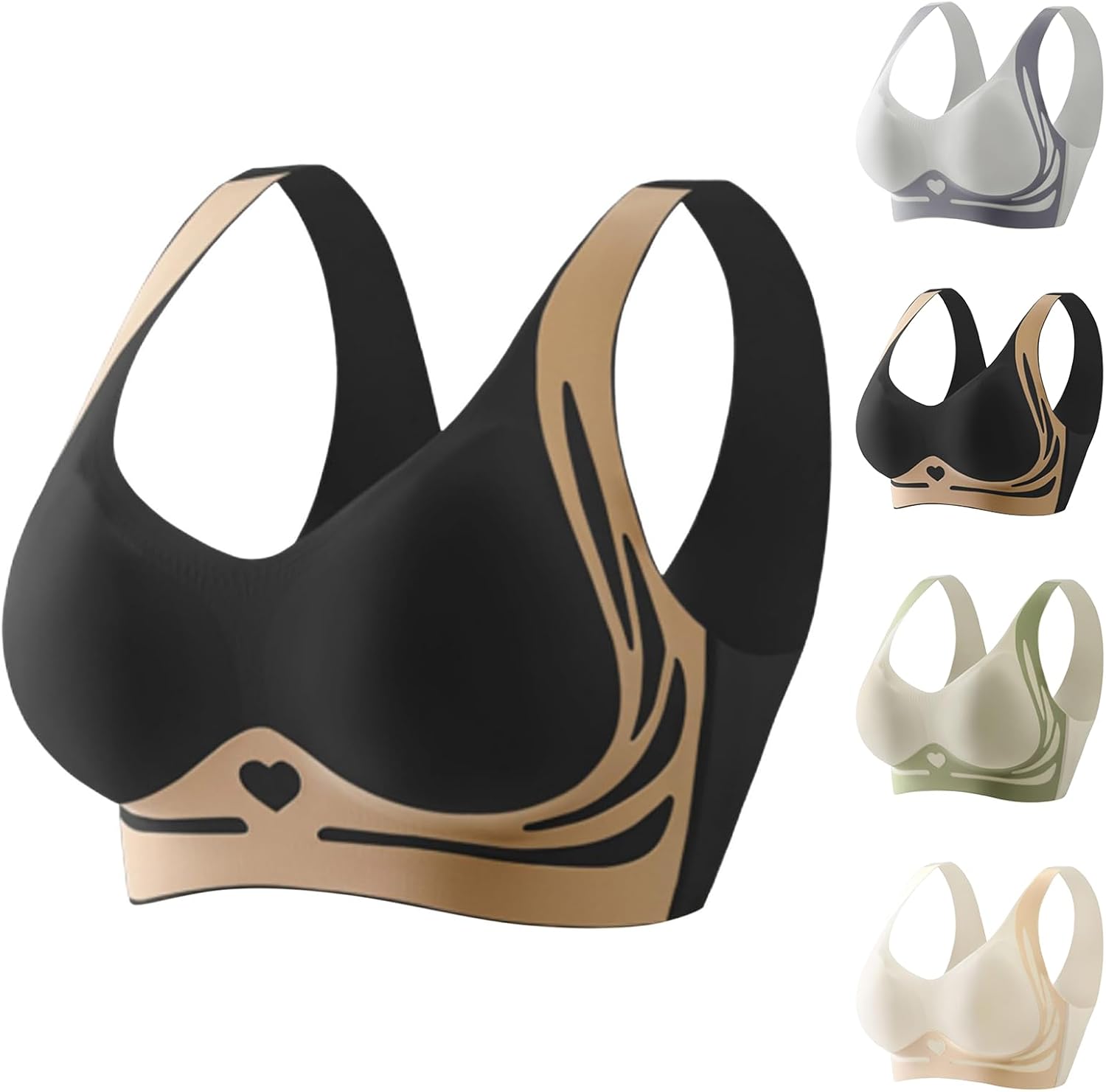 Caralush Lushfitting Powerful Push-Up Seamless Bras,Anti-Sagging Super Gather Bra Wireless Pushup Bras,Camixs Bra