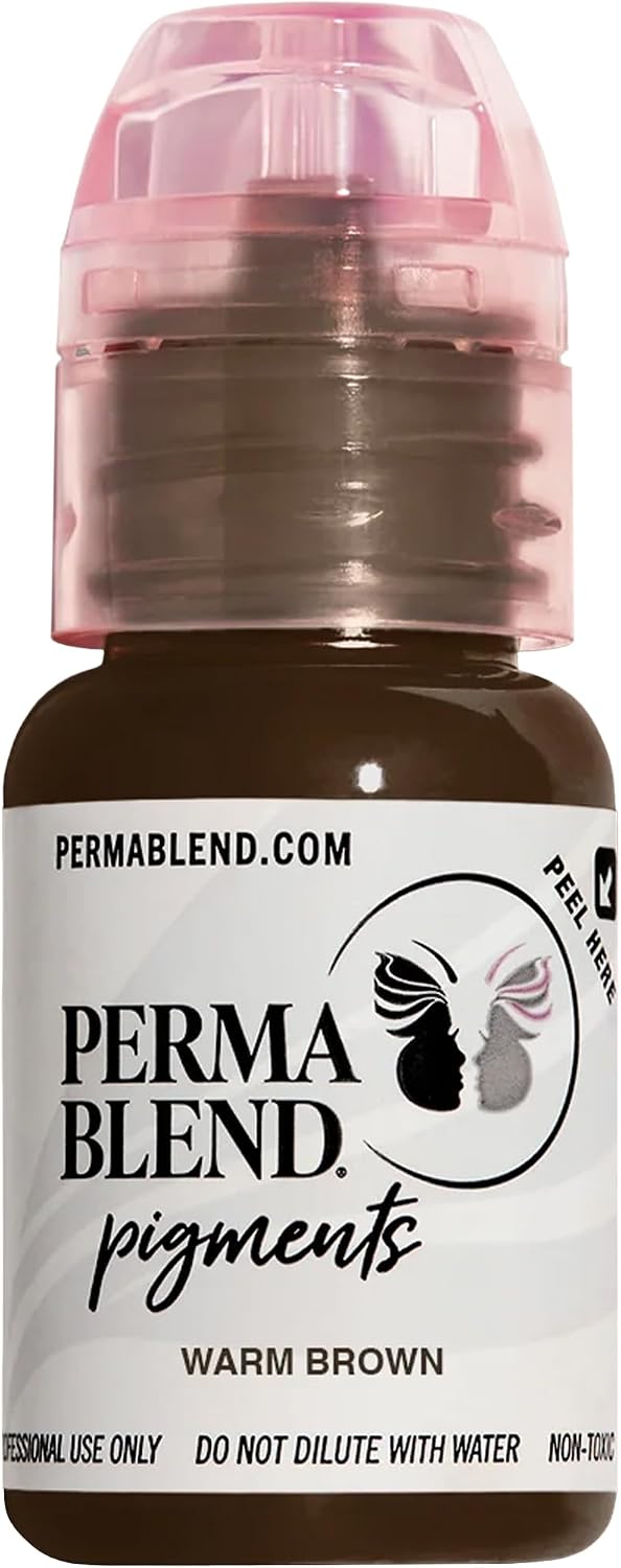 Perma Blend Warm Brown Eyebrow Tattoo Ink Pigment, Professional Brow Microblading Supplies, 1/2 oz Bottle