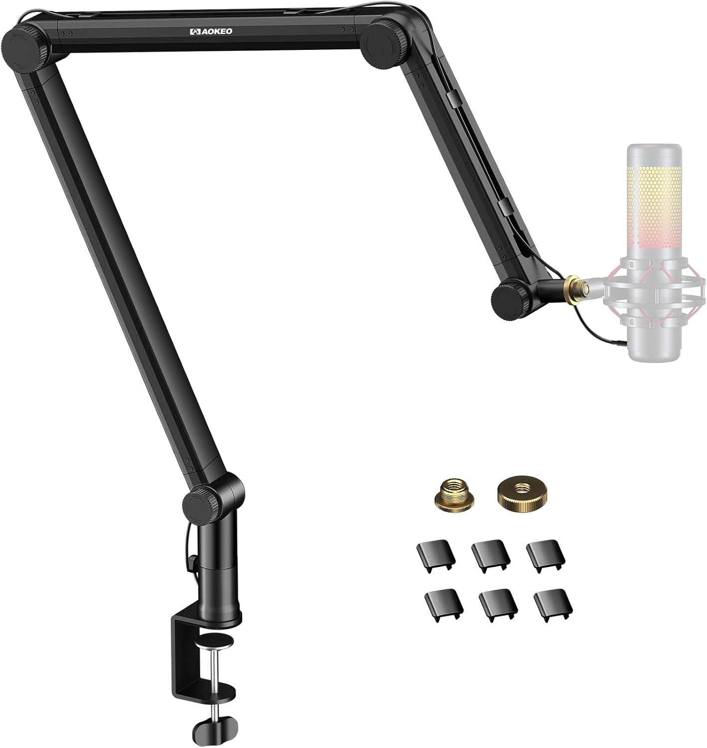 Microphone Arm,Aokeo AK-49 Desk Adjustable Compact Mic Suspension Boom Scissor Arm Stand For Blue Yeti,Snowball iCE, HyperX QuadCast,SoloCast,Elgato Wave,Etc