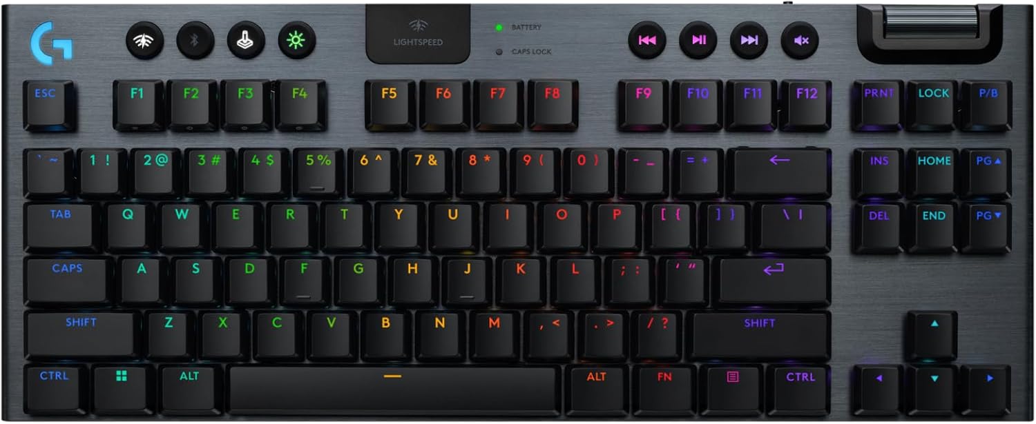 Logitech G915 X Lightspeed TKL Low-Profile Wireless Gaming Keyboard, Double-Shot PBT Keycaps, Fully Programmable Keys, RGB Backlighting, Sleek Aluminum Finishing, GL Blue Clicky - PC/Mac