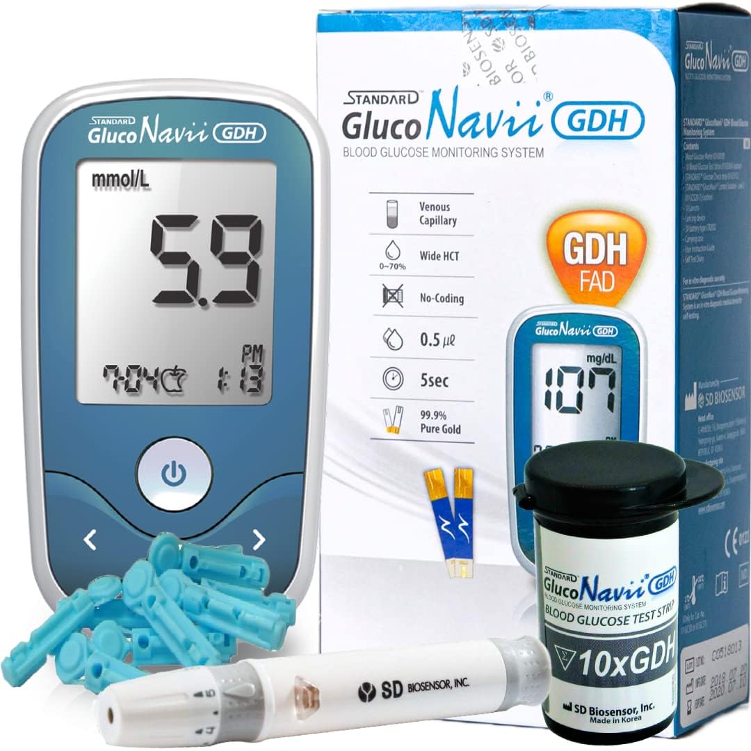 GlucoNavii Blood Sugar Monitor - Complete Diabetes Testing Kit with Glucose Monitor, Test Strips, Lancets & Case - Code-Free Blood Glucose Monitors for Accurate Diabetic Monitoring