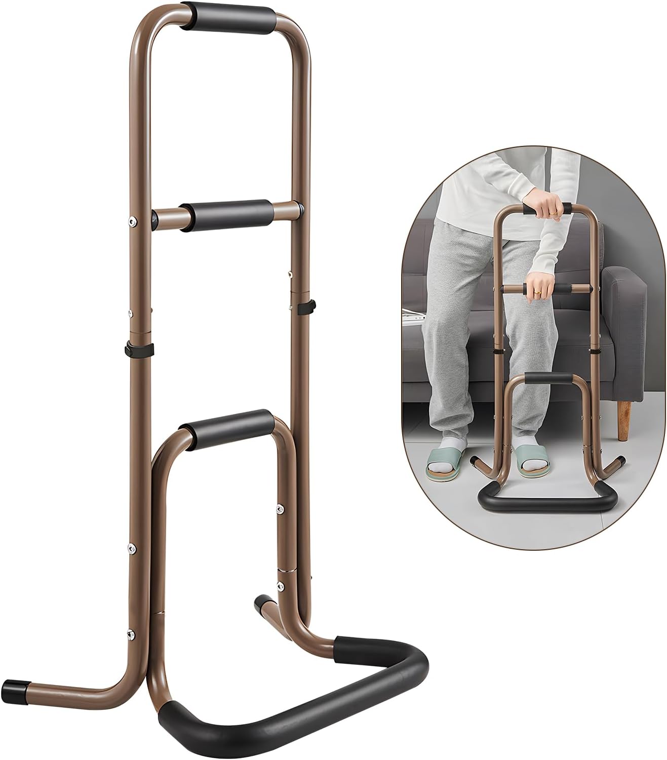 Aluminium Standing up Frame for Elderly - Adjustale Height Sit to Stand Assist, Safe Help to Stand and Move Assist Devices with Anti-Slip Protector, Portable Lift Assist for Elderly from Floor