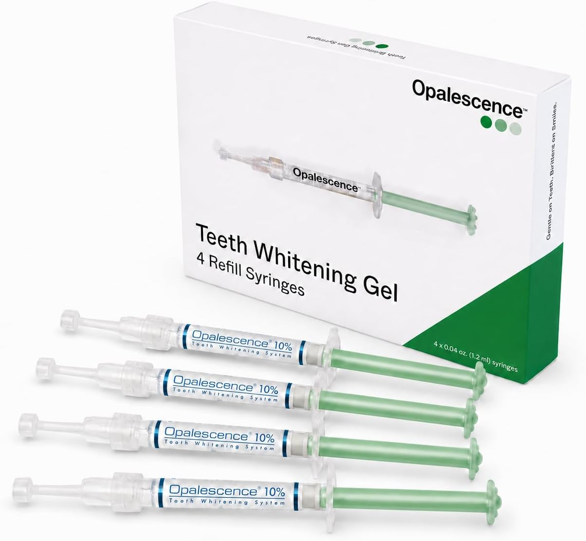 Opalescence 10% Carbamide Peroxide Teeth Whitening Gel Syringes - 5211-2 | (4 Units) Refills for Trays. Low-Sensitivity Formula, Mint, Developed by Dentist. Made in USA by Ultradent.