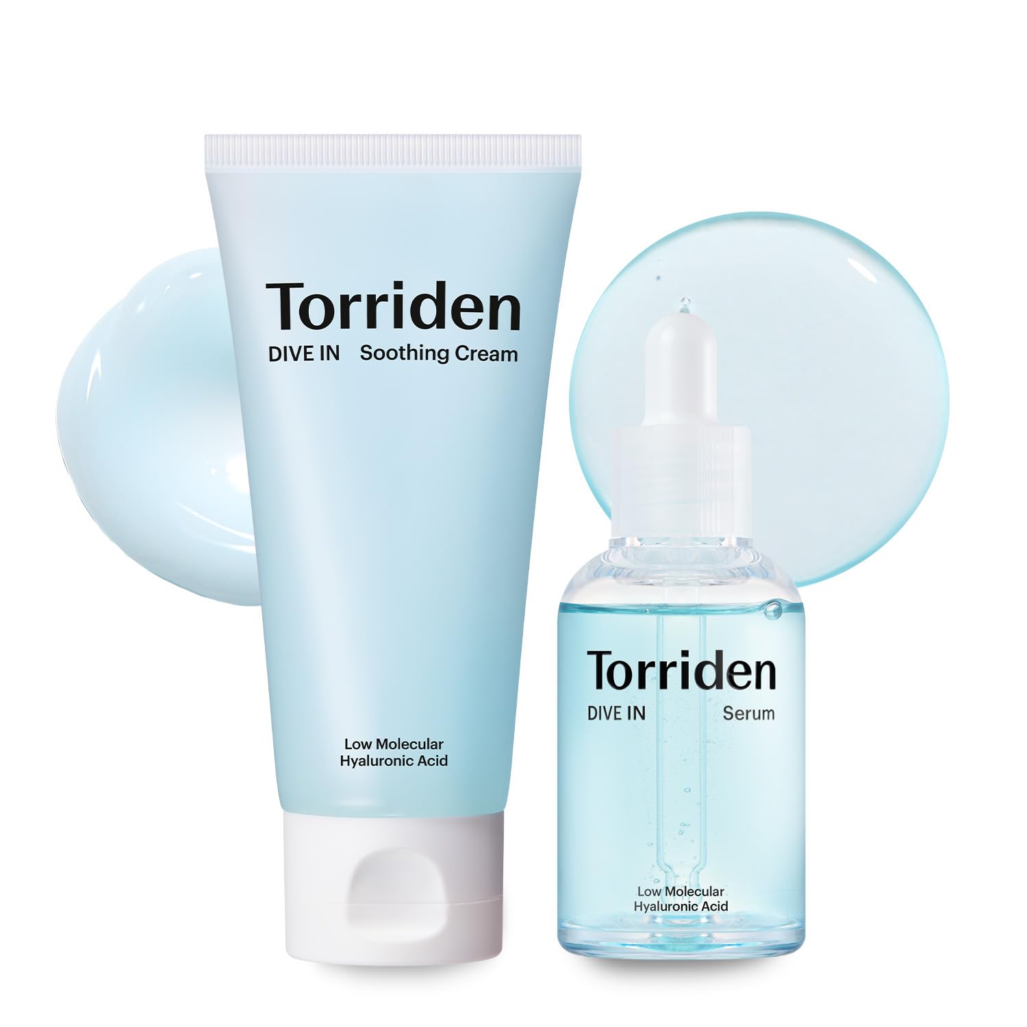 Torriden DIVE IN Serum 1.69 fl.oz. + Soothing Cream (Tube) 3.38 fl.oz. | Hyaluronic Acid Care Set | Deep Hydrating Skin Care to Get Glass Skin