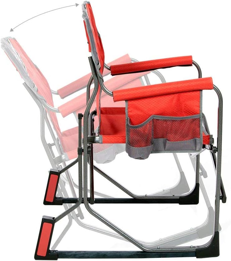 MacSports MacRocker Outdoor Foldable Rocking Chair | Portable, Collapsible, Springless Rockers with Rust-Free Anti-Tip Guards for Camping Fishing Backyard | 225 lb Weight Capacity | Red