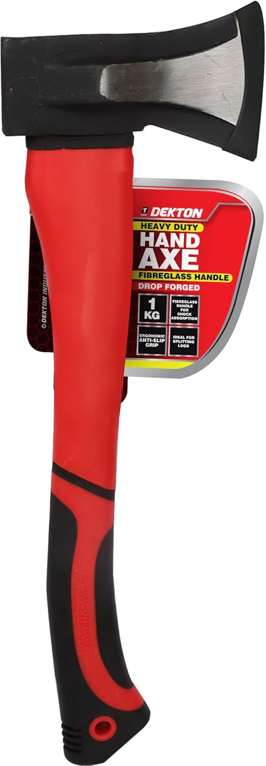Dekton 1Kg Log Splitting Axe-Precision-Engineered Axe For Efficient Firewood Splitting, Chopping| Steel Blade For Sharpness| Ergonomic Handle| Ideal For Outdoor, Camping, Home Use|Durable