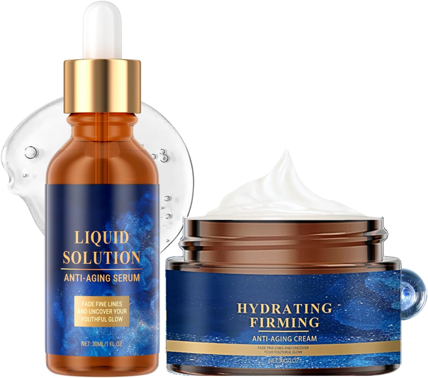 Olavitas Liquid Solution Anti-Aging Serum & Hydrating Firming Anti-Wrinkle Cream - Olavitas Face Care Set - Fade Fine Lines & Reveal Youthful Glow - Perfect Facial Gift Set for Radiant Skin