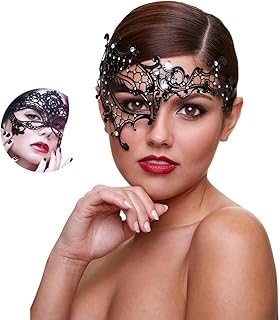 Masquerade Mask for Women Shiny Rhinestone Venetian Party Prom Ball Metal Mask