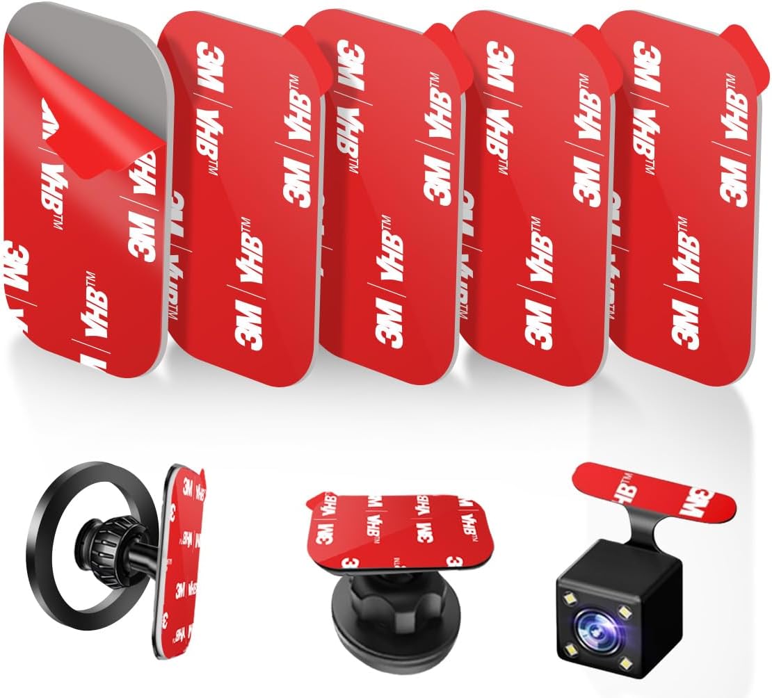 volport 5 Pack 3M Automotive Double Sided Adhesive Tape, Heavy Duty 3M Sticky Pads for Magnetic Car Phone Mount Dashboard, Adhesive Pad Replacement for Phone Holder, Heat Resistant Sticker Tapes