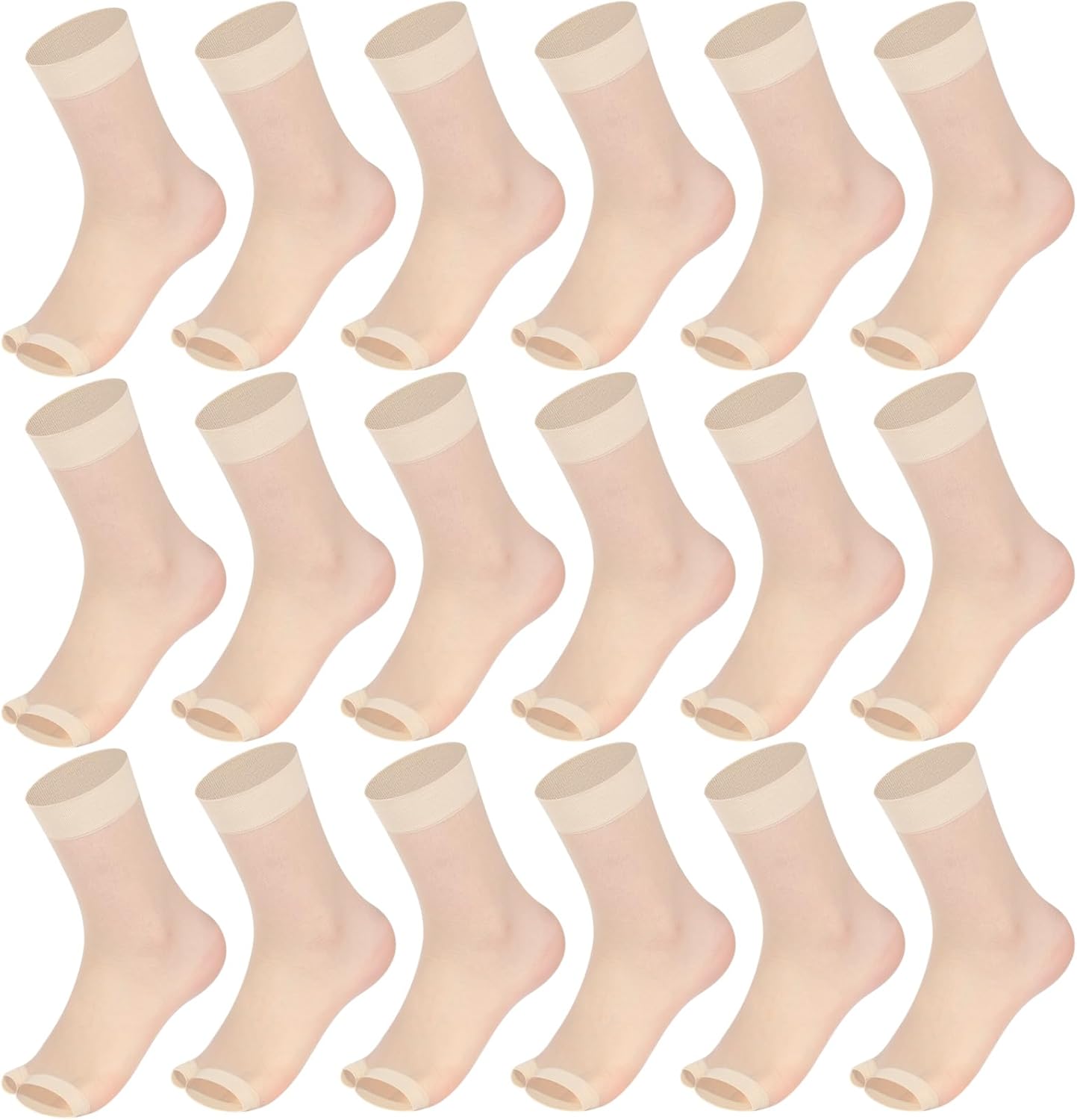 10 Pairs Toeless Socks Open Toe Sheer Ankle Socks Nylon Open Toe Feet Stockings for Women