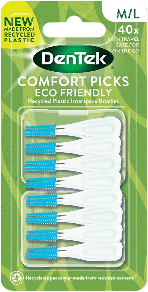 DenTek Eco-Friendly Interdental Comfort Picks - Medium/Large, for Removing Food and Plaque Between Teeth. 40 Pack