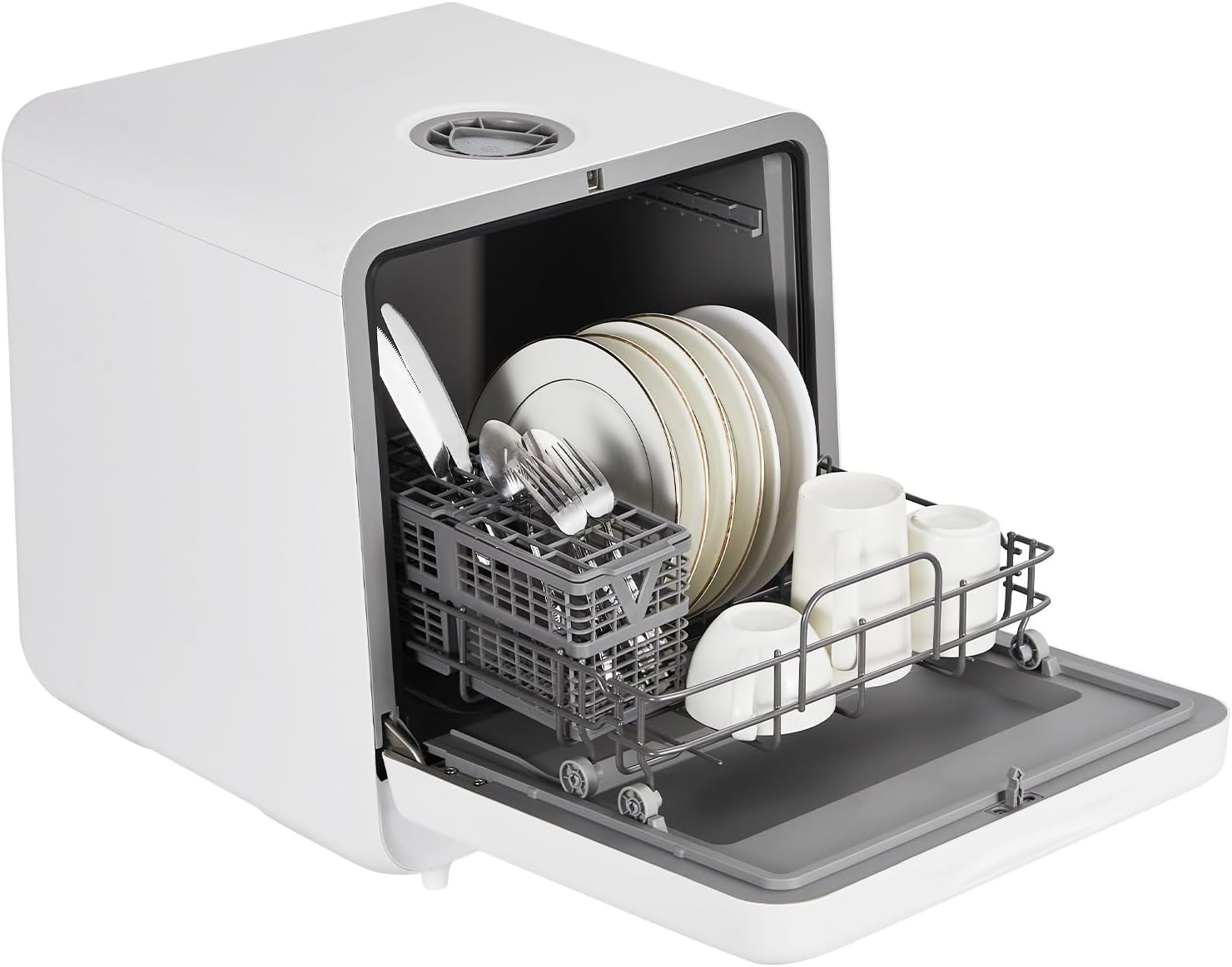 Countertop Dishwasher, Portable Compact Dishwasher with Faucet & Manual Water Tank (5L), 6 Programs, Ideal for RV, Apartments, Small Kitchens
