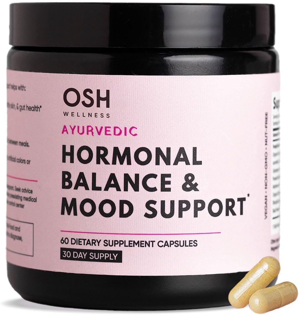 Ayurvedic Hormone Balance for Women | Cortisol Manager | Regulates Estrogen | Made in USA | Ashwagandha, Rhodiola, & Shatavari | Mood, Energy, & Sleep Support | Stress Relief | 60 Ct. - OSH Wellness