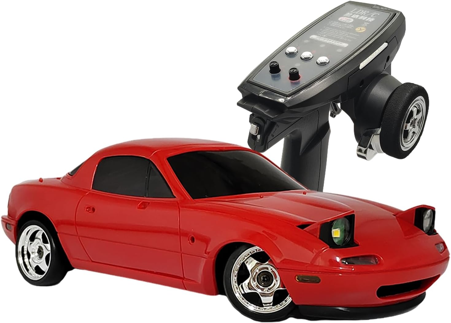 Skymaker LD1804 RC Drift Car 1/18 Scale Mazda Miata MX-5 Red Remote Control Drift Car with Gyro Red Hobby RC Car for Adult 2.4 GHz RWD Drifting