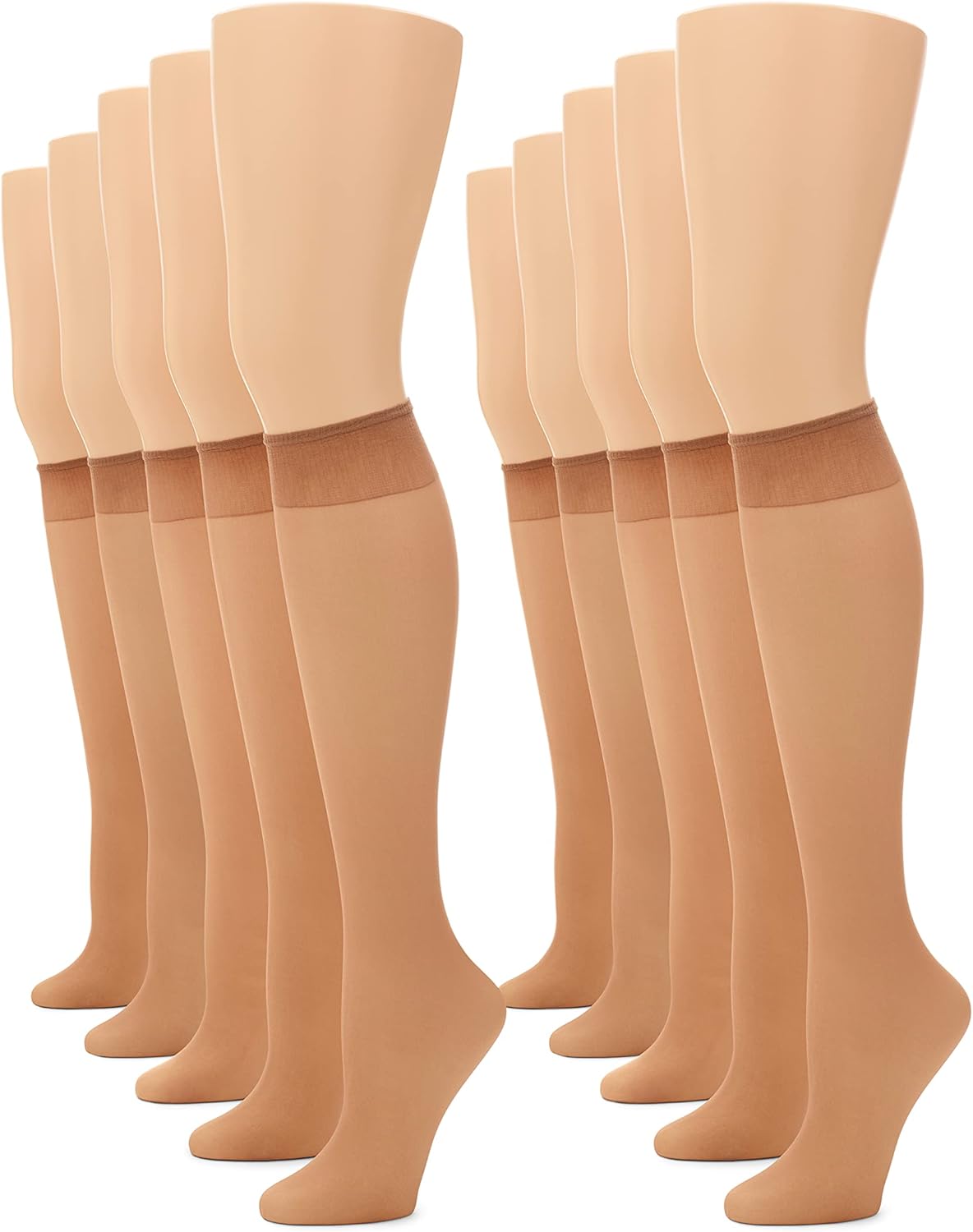 No nonsense Women's Sheer Knee High Value Pack with Comfort Top
