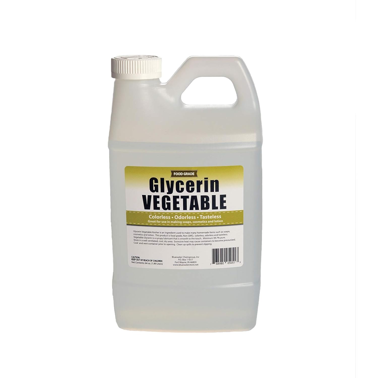 Vegetable Glycerin - Half Gallon (64oz)- All Natural, USP Grade - Premium Quality Liquid Glycerin, Excellent Emollient Qualities, Amazing Skin and Hair Benefits, DIY Beauty Products.