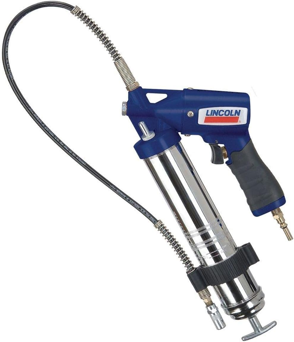 Lincoln 1162 Pneumatic Grease Gun with 30" High-Pressure Hose and Coupler, Variable Speed Trigger, 6,000 PSI, Fully Automatic, Continuous Operation, Combination Filler Coupler Air Bleeder Valve