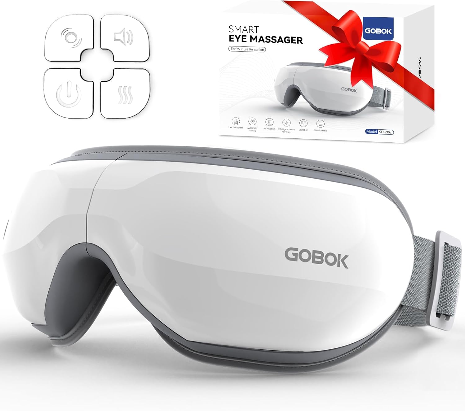 Eye Massager with Heat, Upgraded Heated Eye Mask Massager with Bluetooth Music, Eye Care Device for Eye Strain, Dry Eyes, Migraines, Gifts for Men/Women