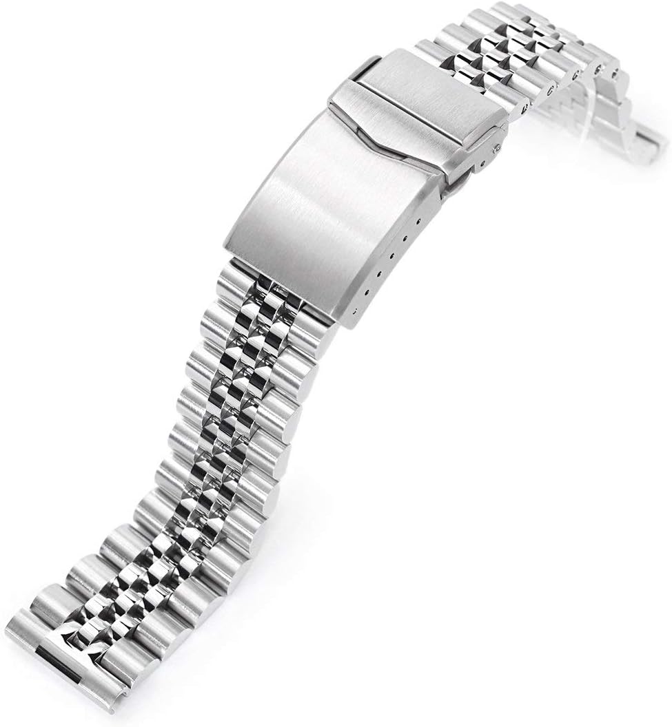 MiLTAT 20mm Super-J Louis 316L Stainless Steel Watch Bracelet Straight End, V-Clasp Brushed