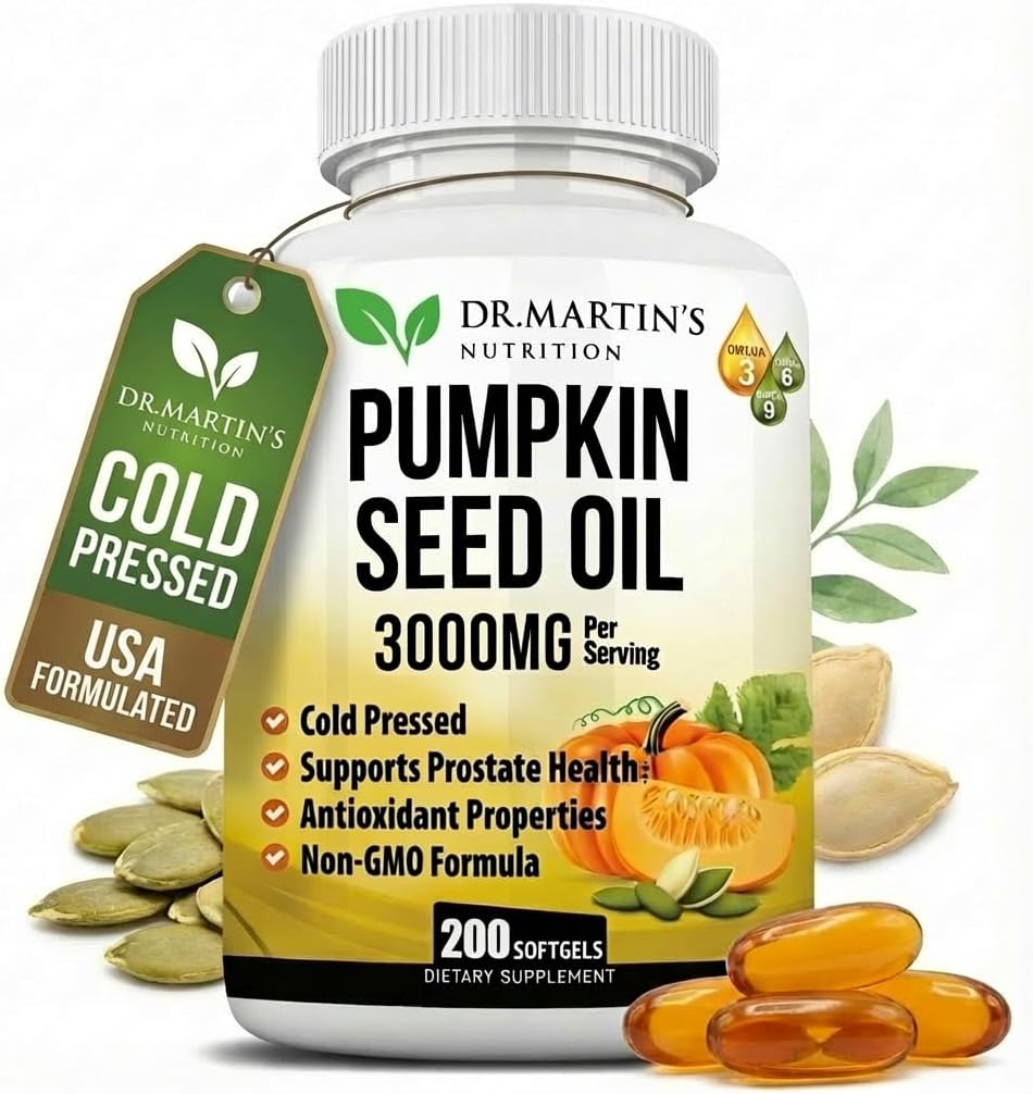 Pumpkin Seed Oil Capsules 3000mg - DHT Blocker for Hair Growth & Prostate