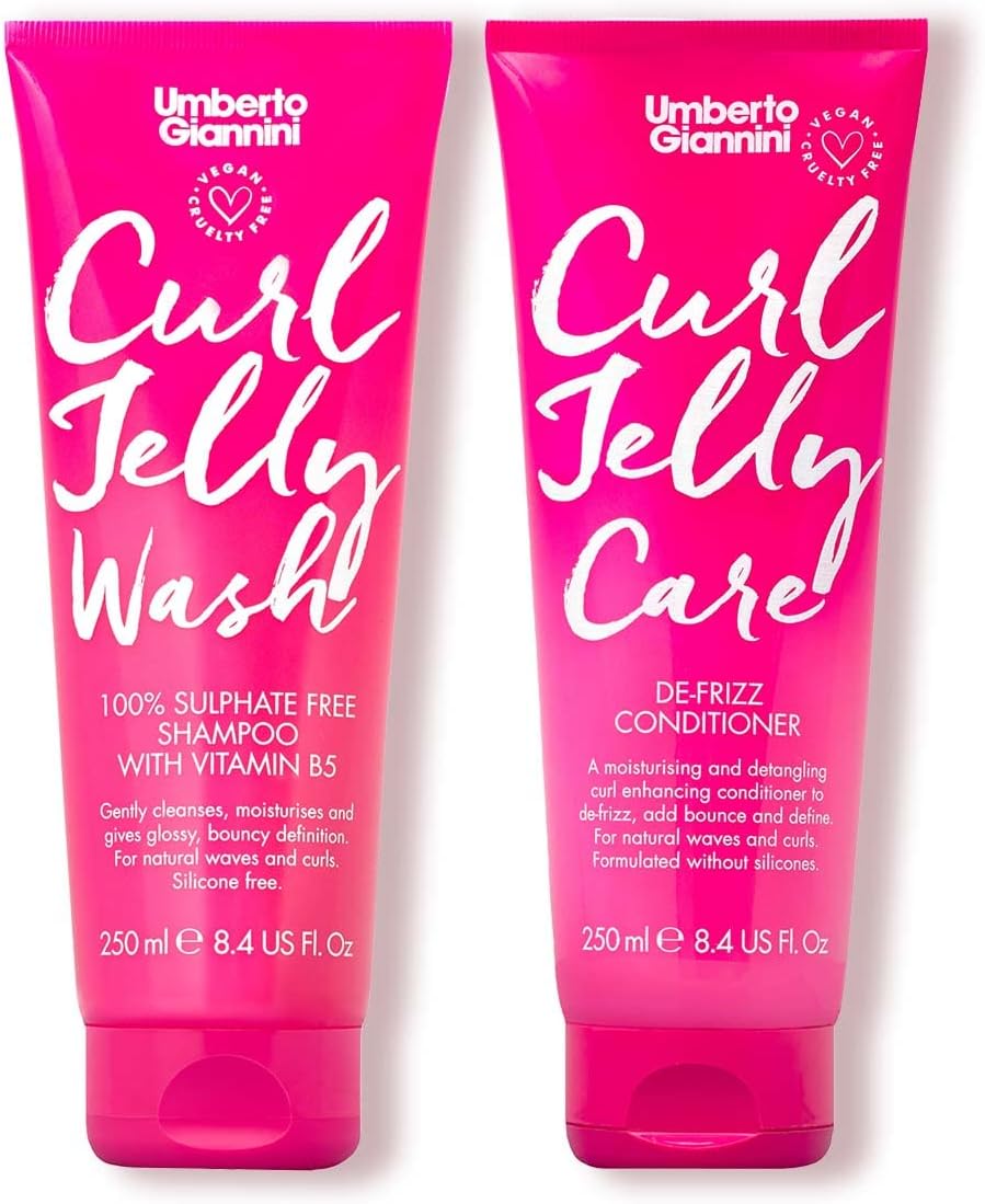 Umberto Giannini Curl Jelly Shampoo & Conditioner - Jelly Wash & Jelly Care - Vegan, Cruelty Free, & Sulfate Free for Curly or Wavy Hair - No Frizz