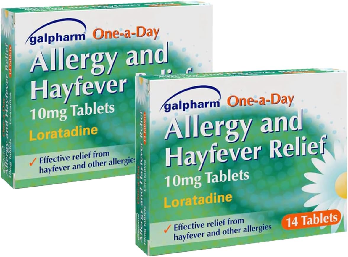 2X 14 Galpharm Loratadine 10mg Hayfever and Allergy Relief One-a-Day Tablets – Bundled by Smart Cutie