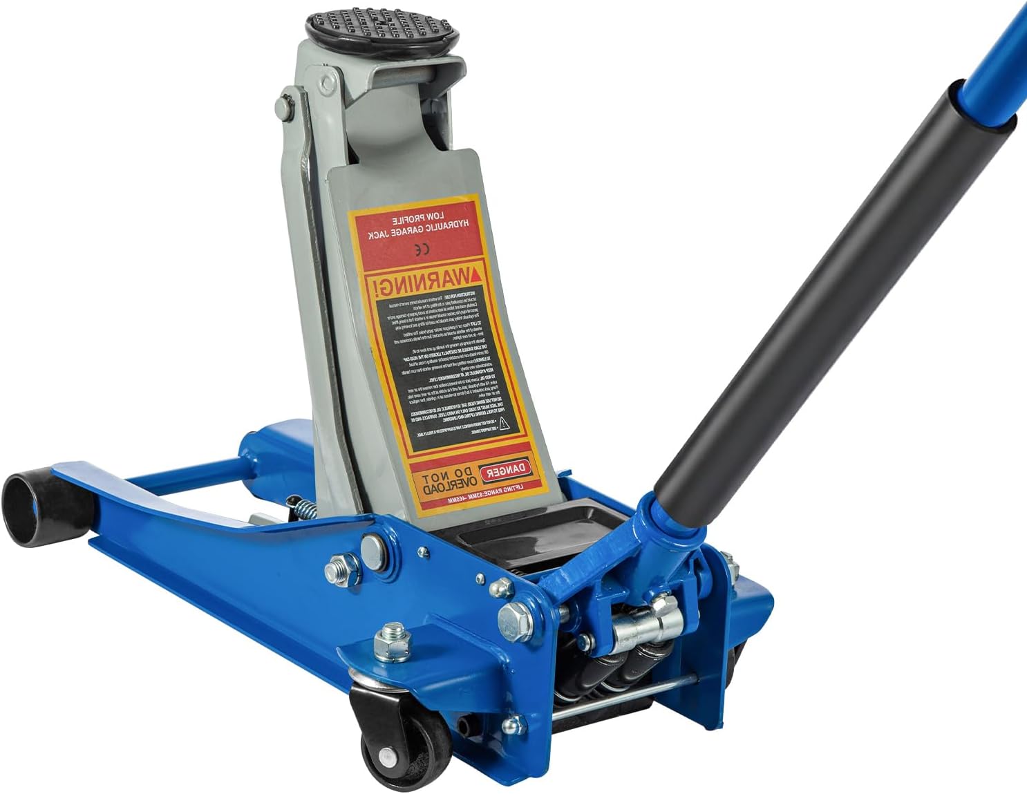 3 Tonne Heavy Duty Trolley Jack, Low Profile 85mm Hydraulic Floor Jack with High Lift 470mm for Cars & Vans Steel Construction, Dual Pump, Swivel Wheels (Blue+Black)