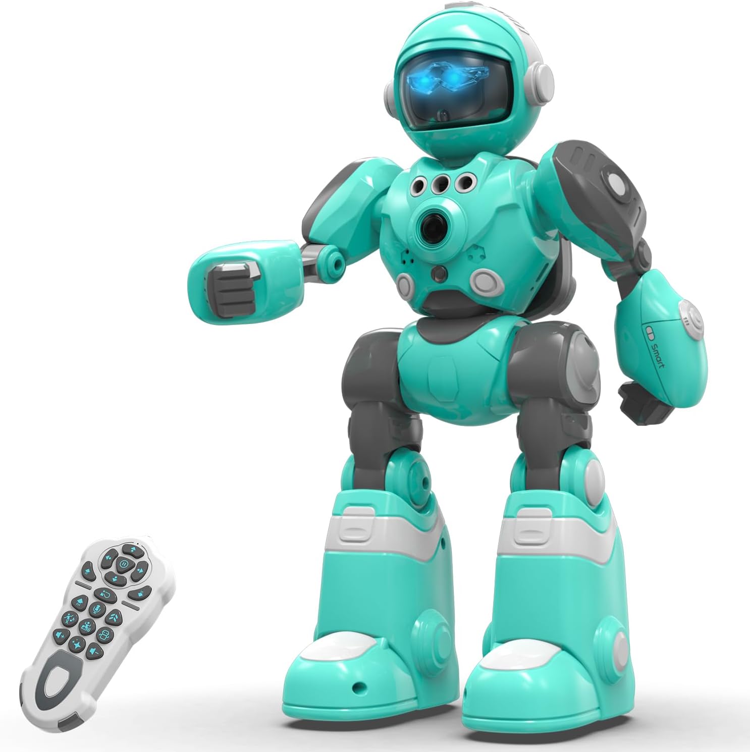 STEMTRON Robot Toys for Kids, Programmable Remote Control Robot with Magic Record Voice Function, Intelligent Gesture Sensing, Singing & Dancing Mode (Blue)
