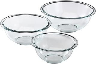 Pyrex Smart Essentials 3-Pack Prepware Mixing Bowl Set (1QT, 1.5QT, 2.5QT) Glass Mixing Bowls, Dishwasher, Microwave and Freezer Safe